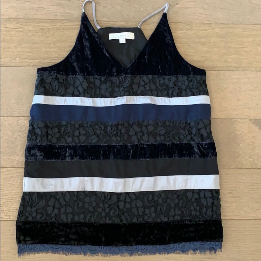 Ann Taylor Loft Velvet Lace Chiffon Tank